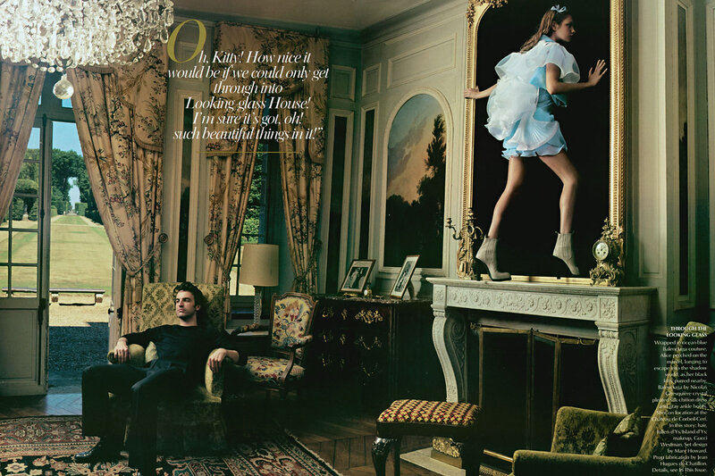 Fashion editorial in a grand room
