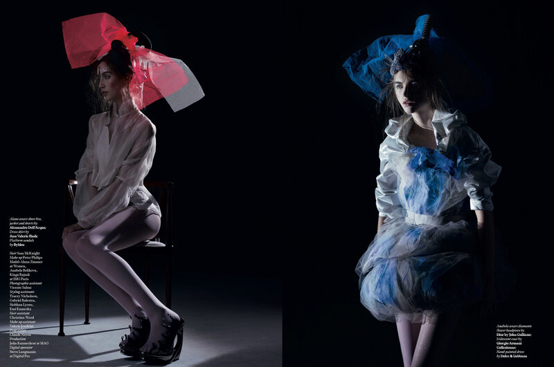 fashion editorial with avant-garde headpieces
