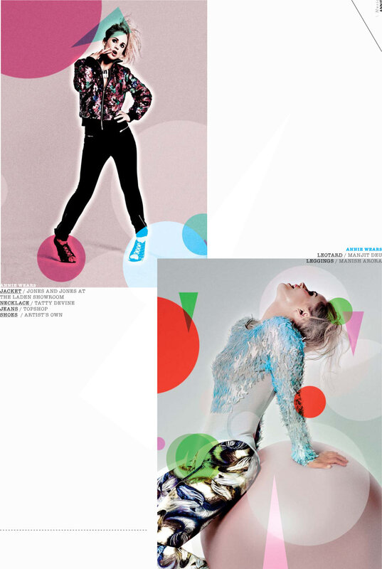 Fashion editorial with colorful graphics