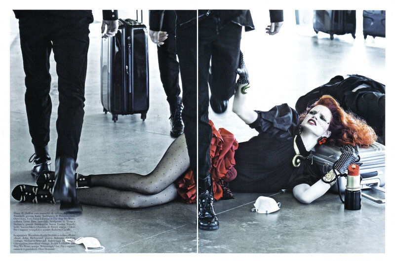 Fashion editorial with model on floor