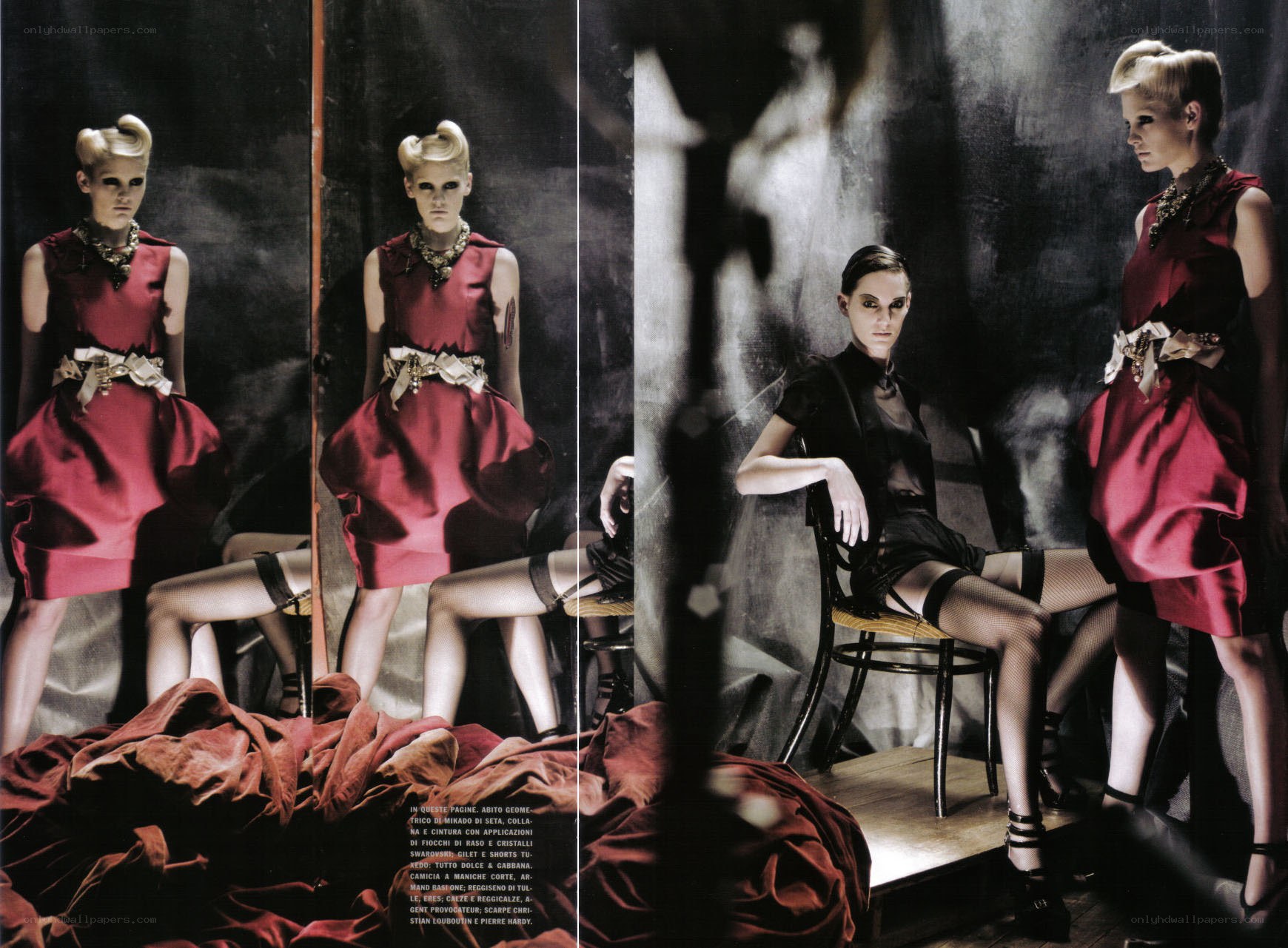 Fashion editorial with red dresses