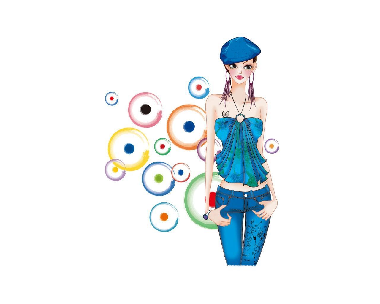 Fashion illustration with bubbles