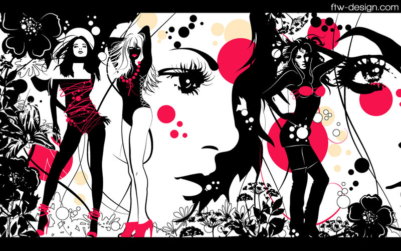 fashion illustration with women