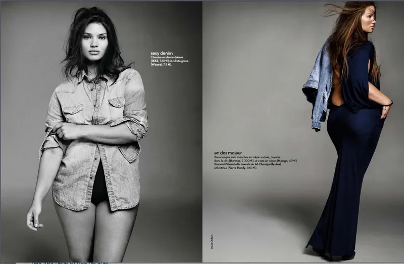 Fashion magazine spread featuring denim