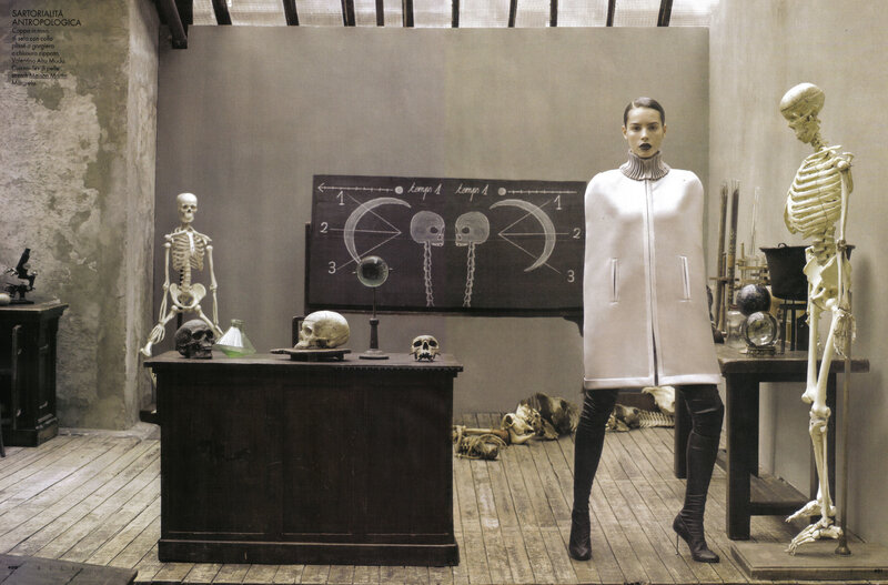 Fashion model in a lab setting