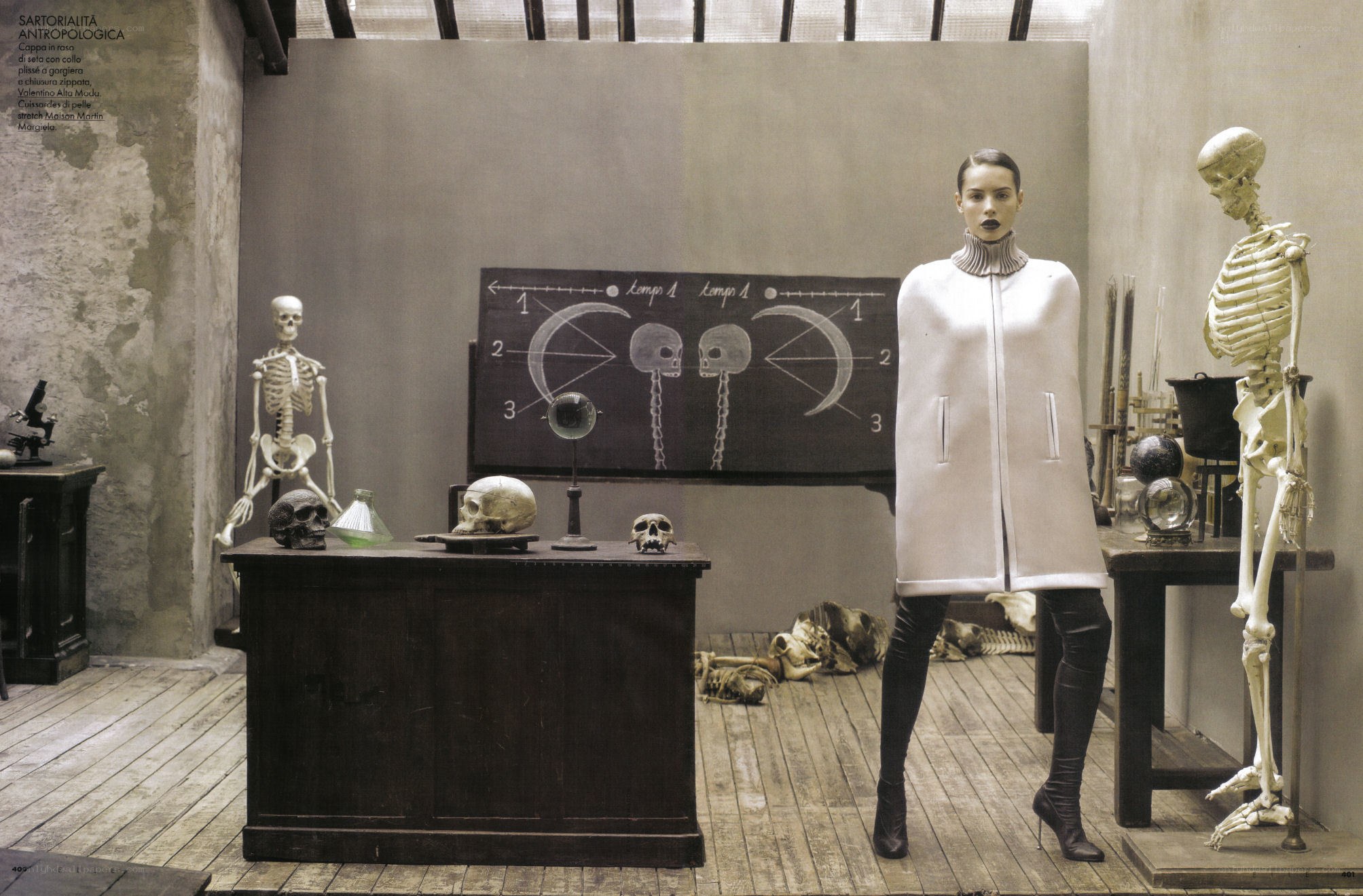 Fashion model in a lab setting
