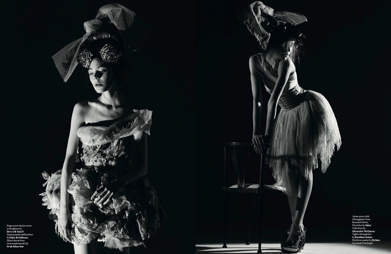 Fashion model in avant-garde dress