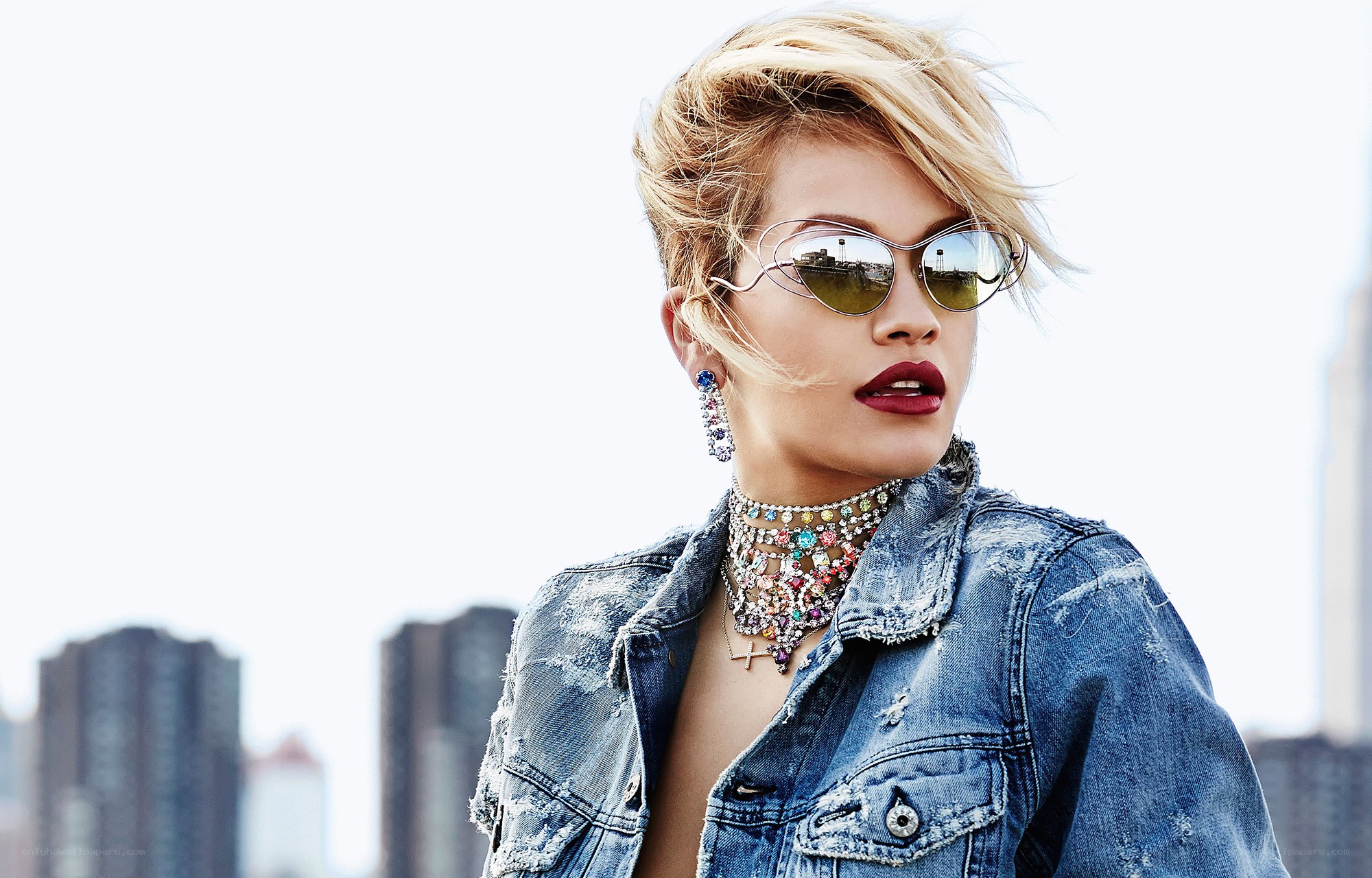 fashion model in denim jacket