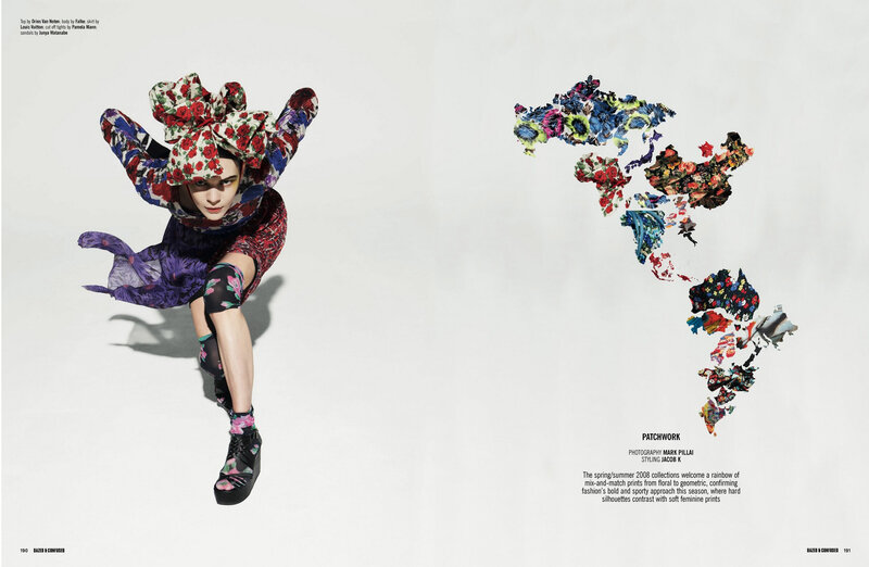 Fashion model in floral patchwork
