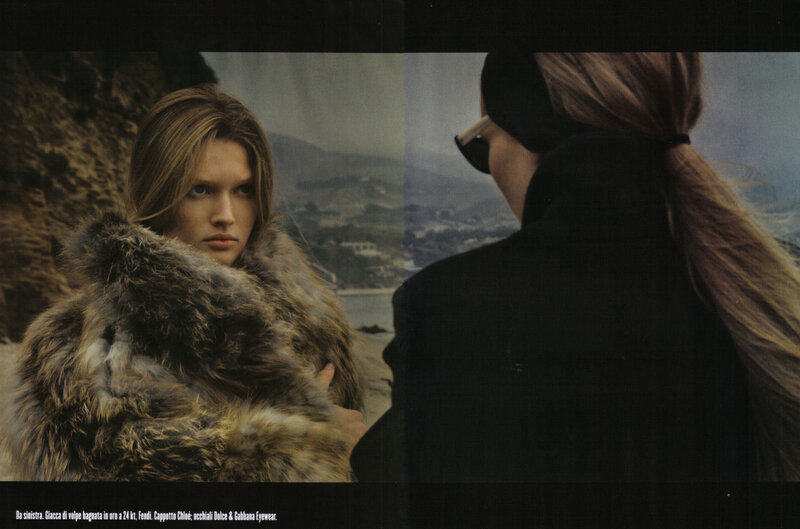 Fashion model in fur coat