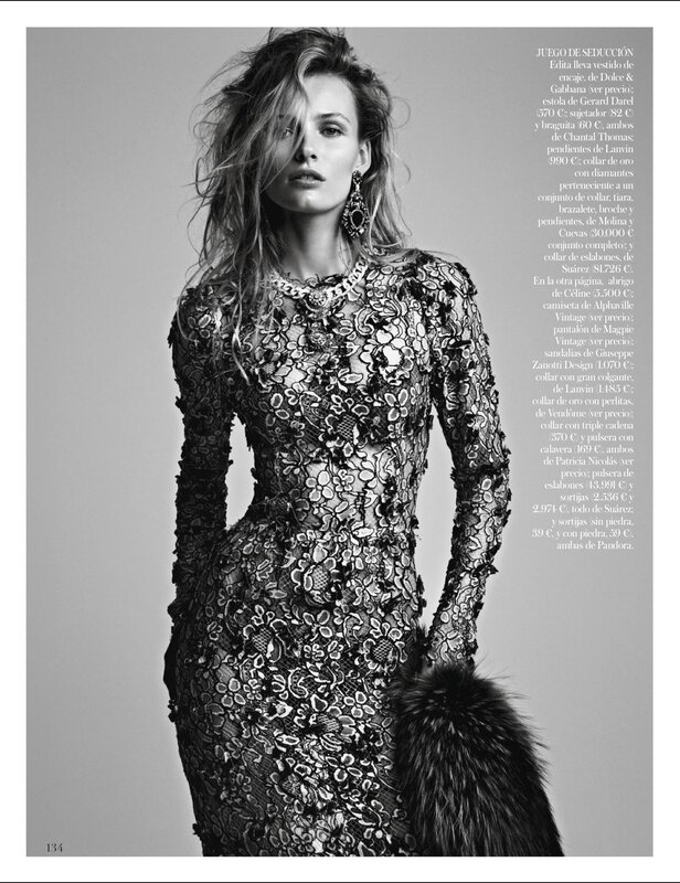 Fashion model in lace dress