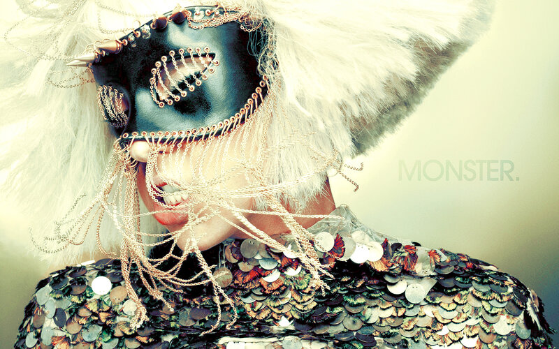 fashion model in ornate mask