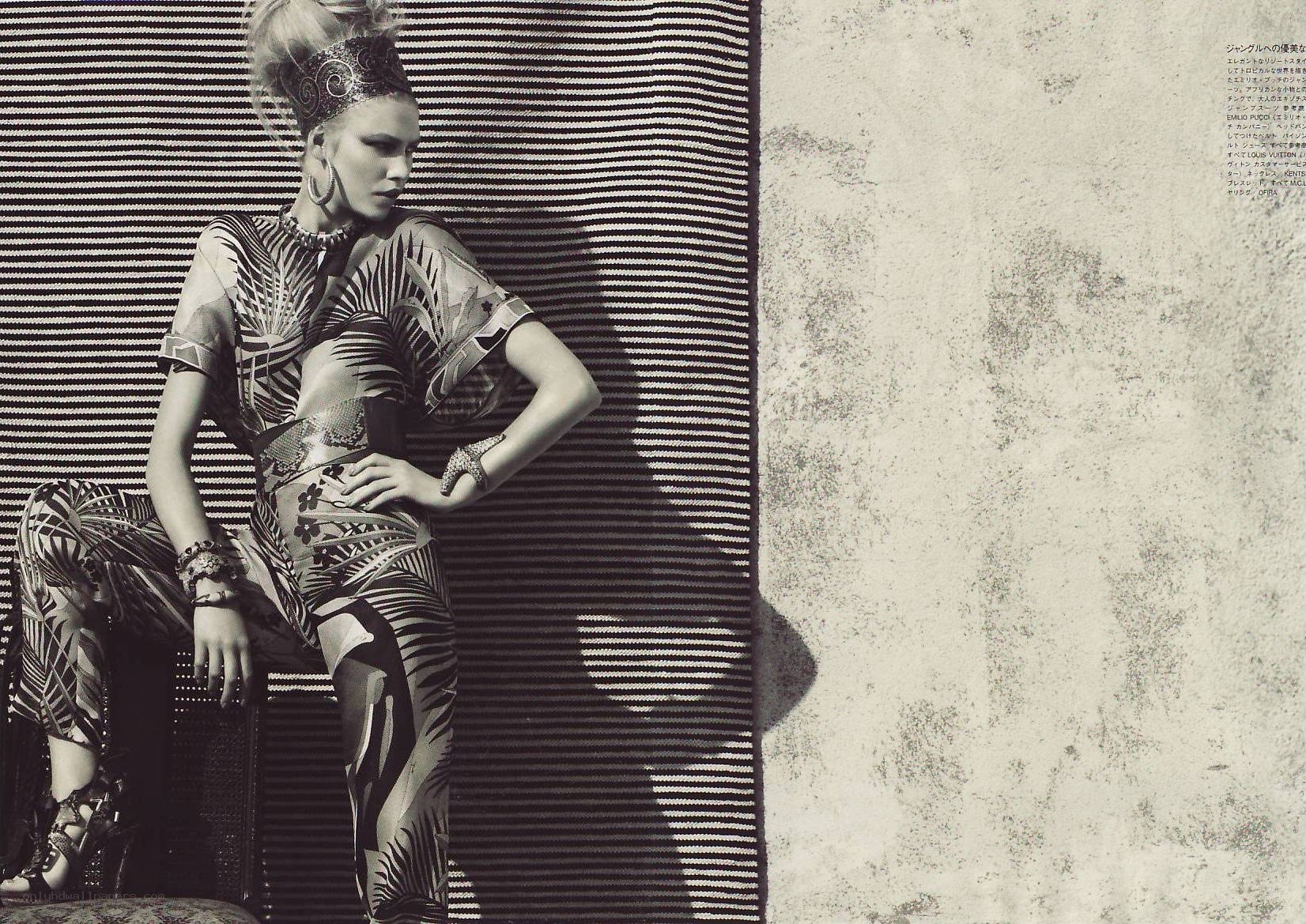 fashion model in patterned outfit