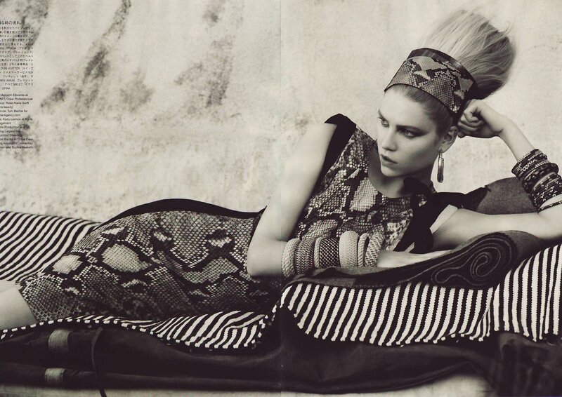 Fashion model in snake print