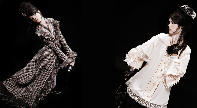 fashion model in two outfits