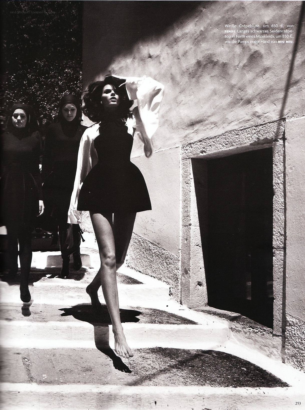 Fashion model on steps
