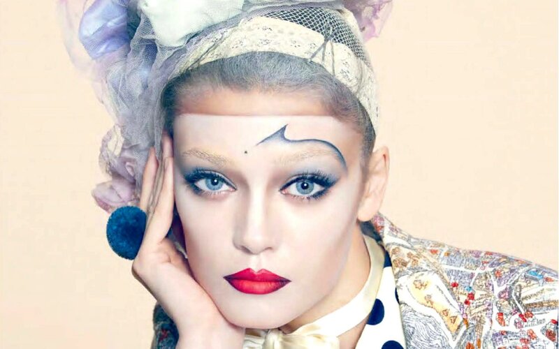 fashion model with avant-garde makeup
