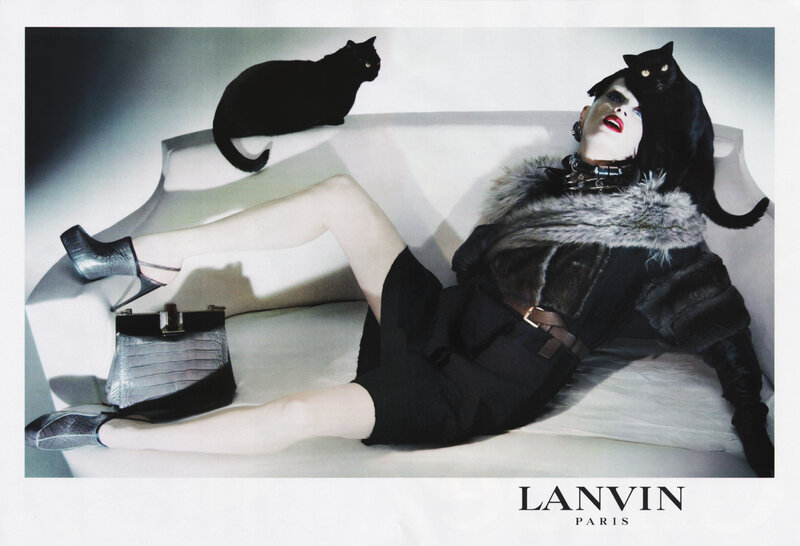 Fashion model with cats