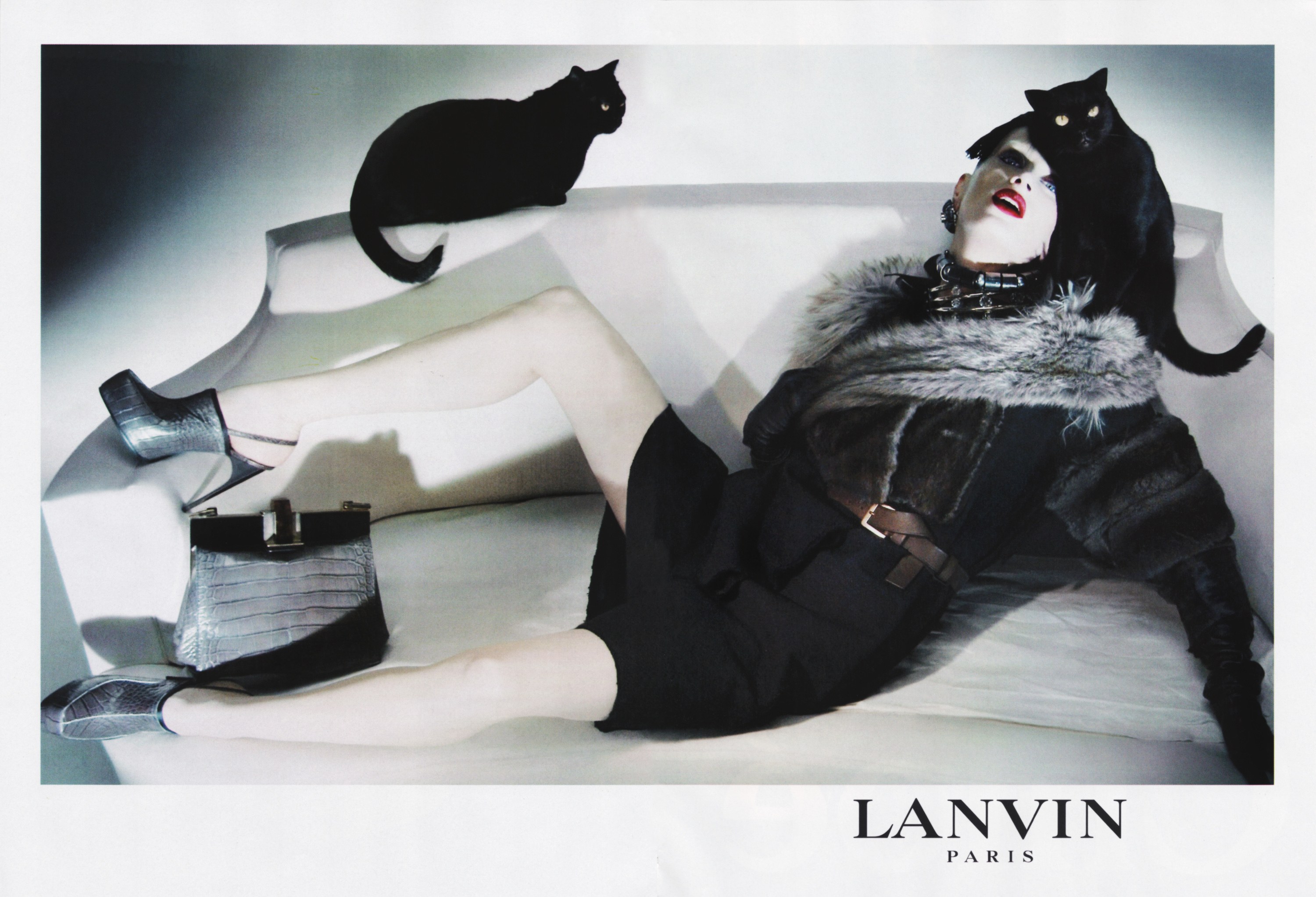 Fashion model with cats
