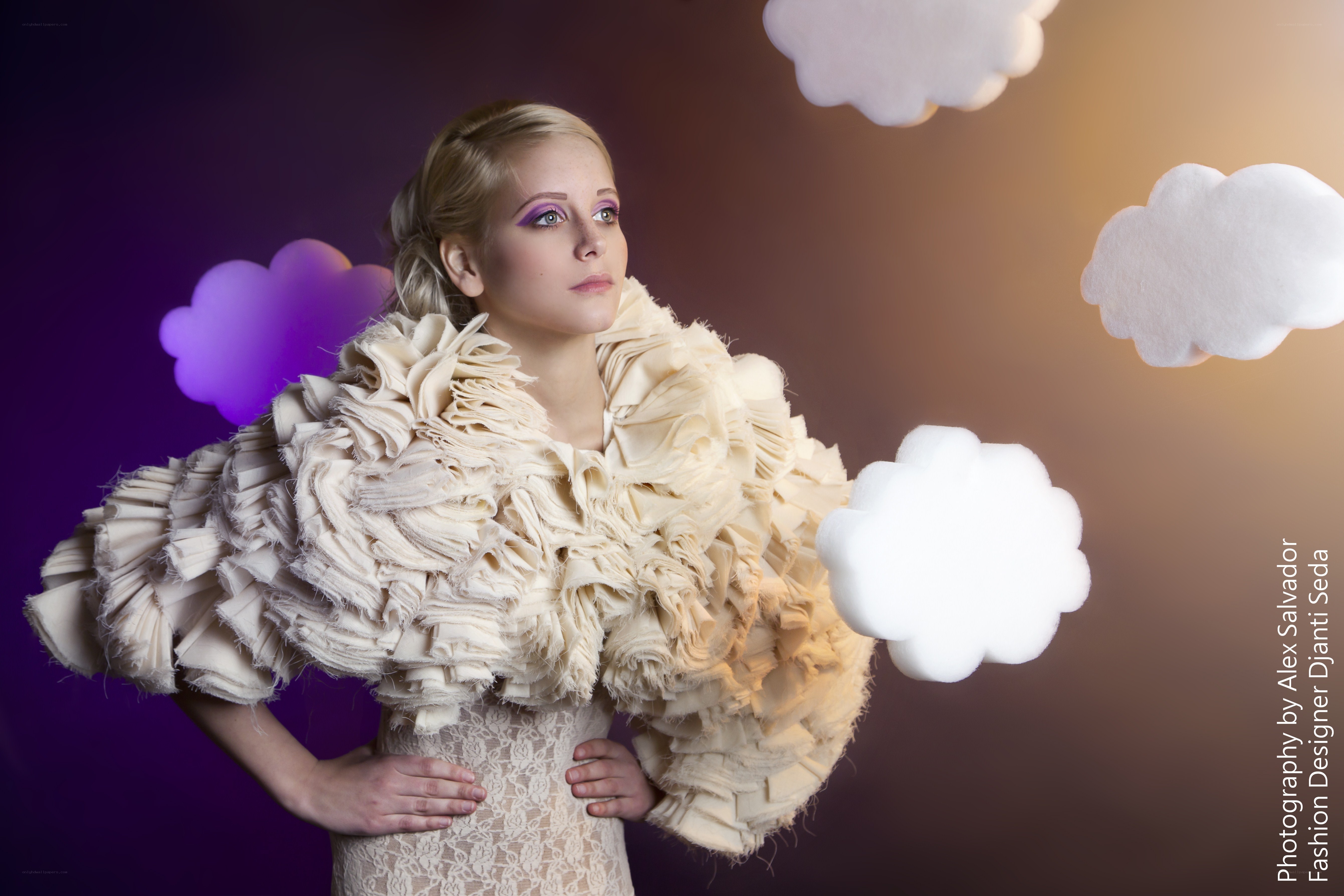 Fashion model with cloud costume