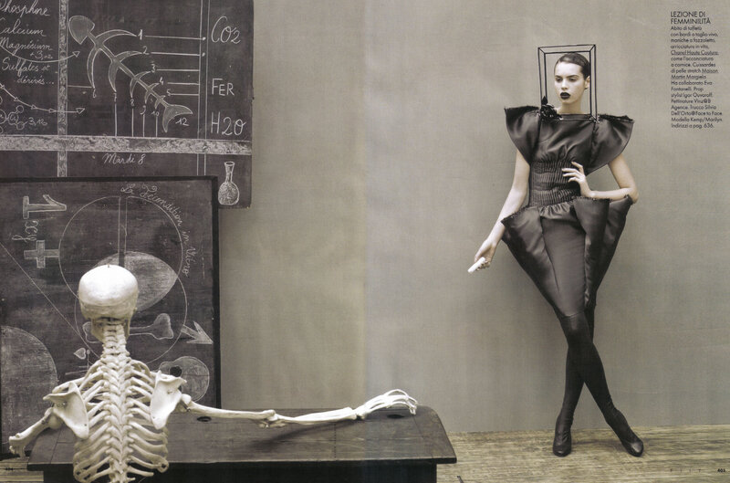 Fashion model with skeleton