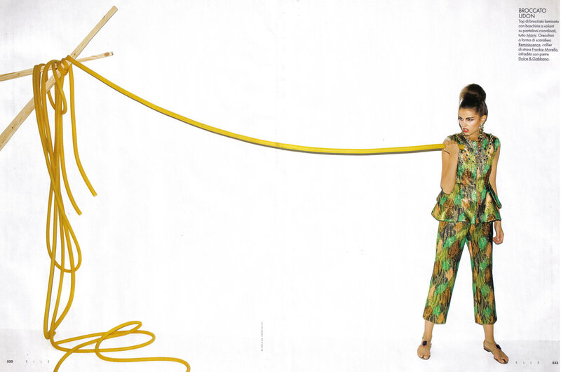 Fashion model with yellow rope
