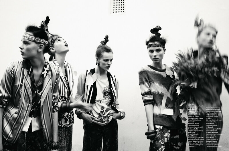 Fashion models in avant-garde attire