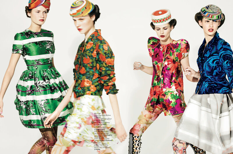 Fashion models in colorful outfits