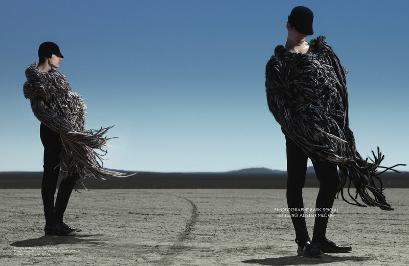 Fashion models in desert