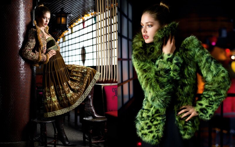 Fashion models in fur coats