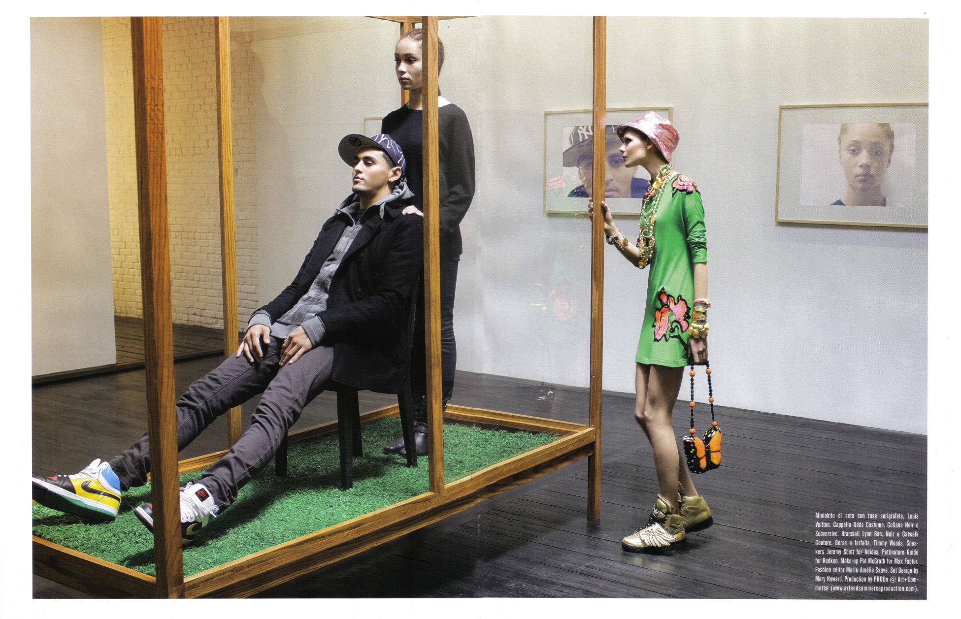 Fashion models in gallery setting