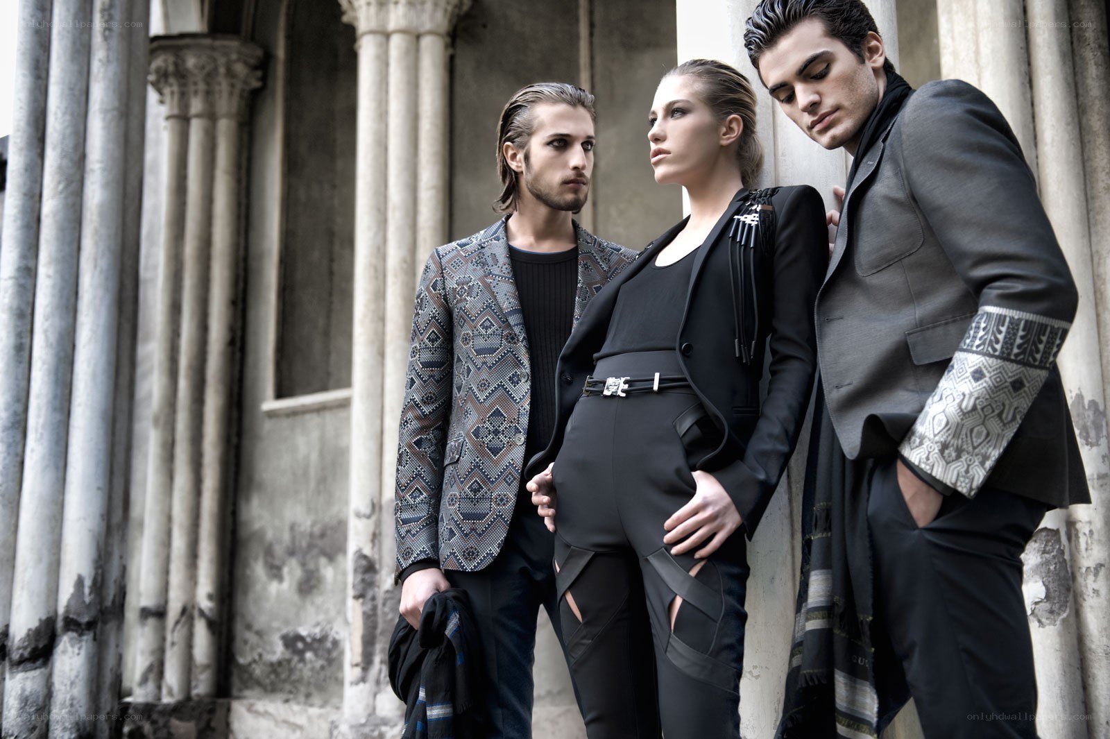 fashion models in urban setting
