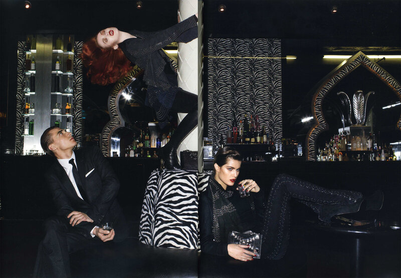 Fashion photoshoot in a bar