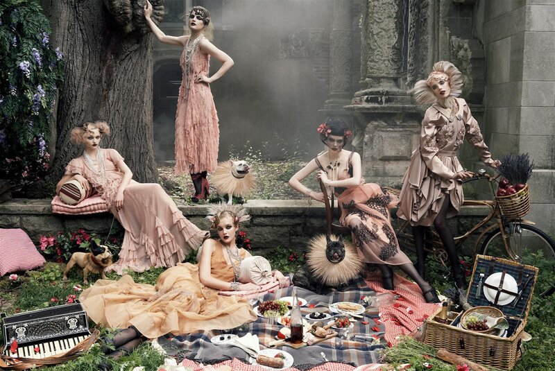 Fashion photoshoot in garden