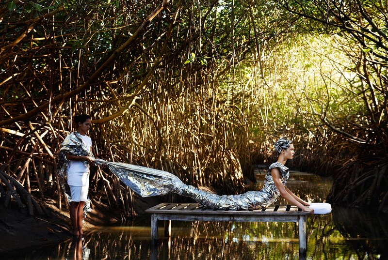 Fashion shoot in mangrove forest