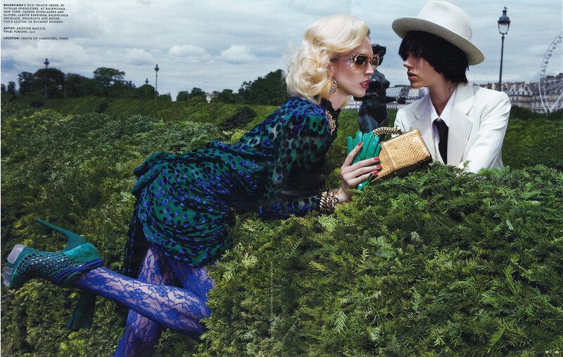 Fashion shoot in Paris garden