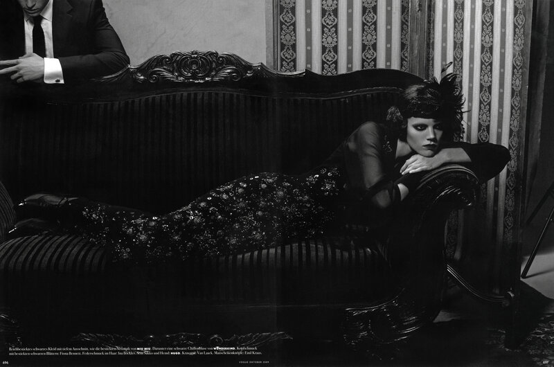 Fashion shoot on a sofa