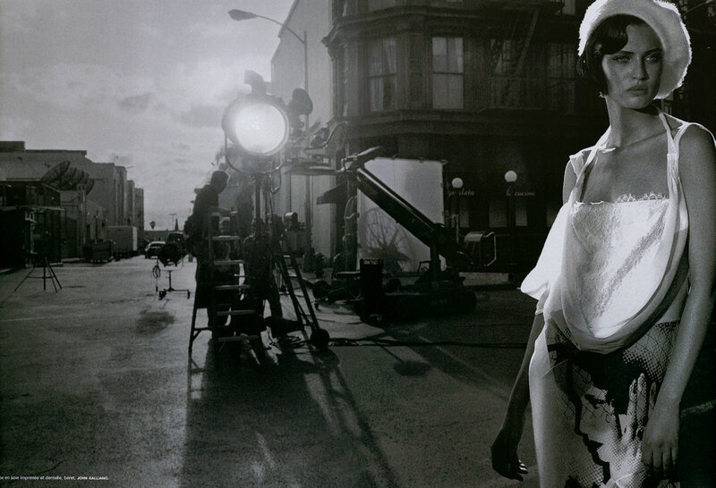 Fashion shoot on city street