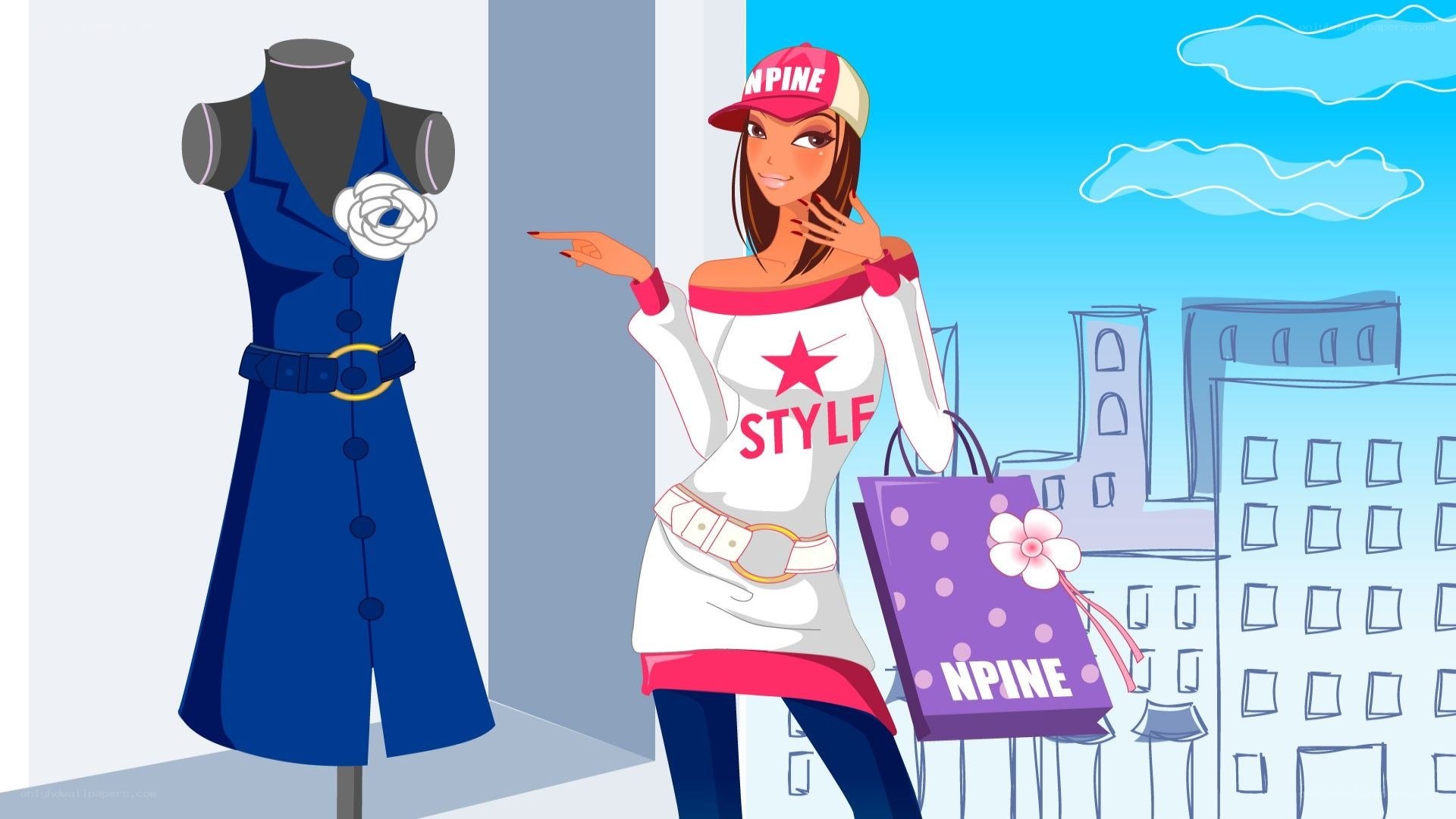 fashion shopping cartoon