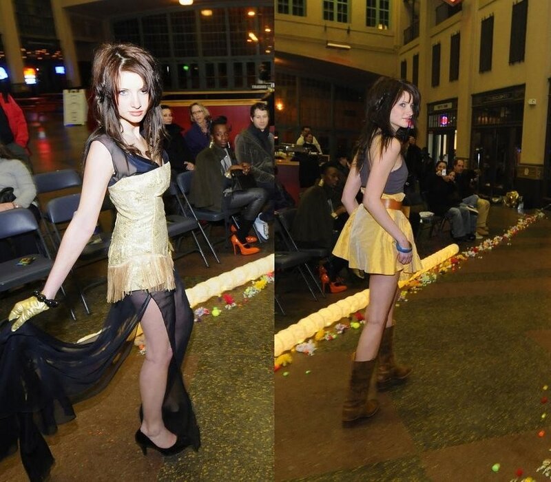 Fashion show models on runway