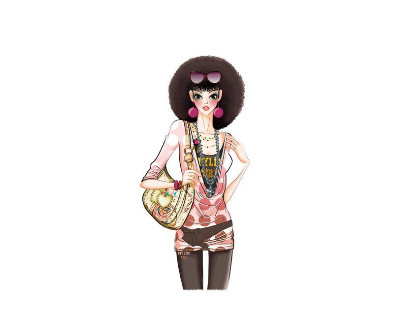 fashionable woman with afro
