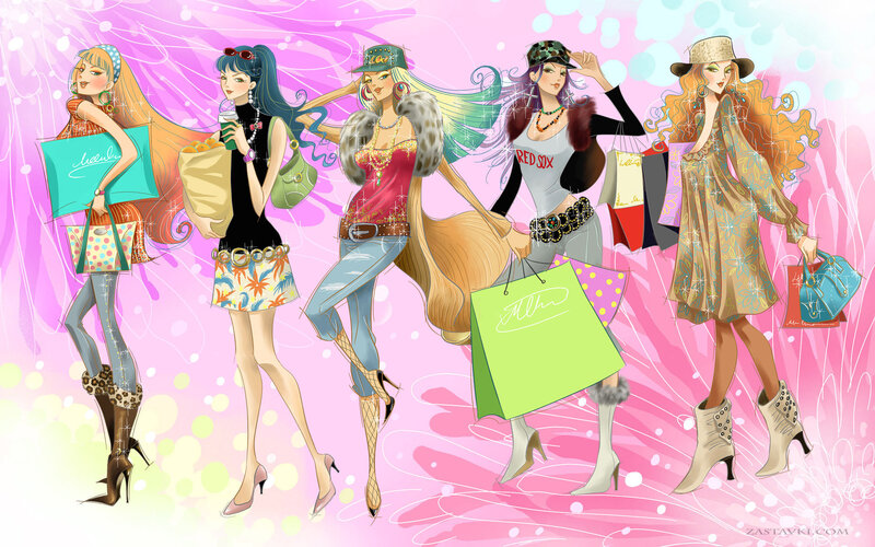 fashionable women shopping