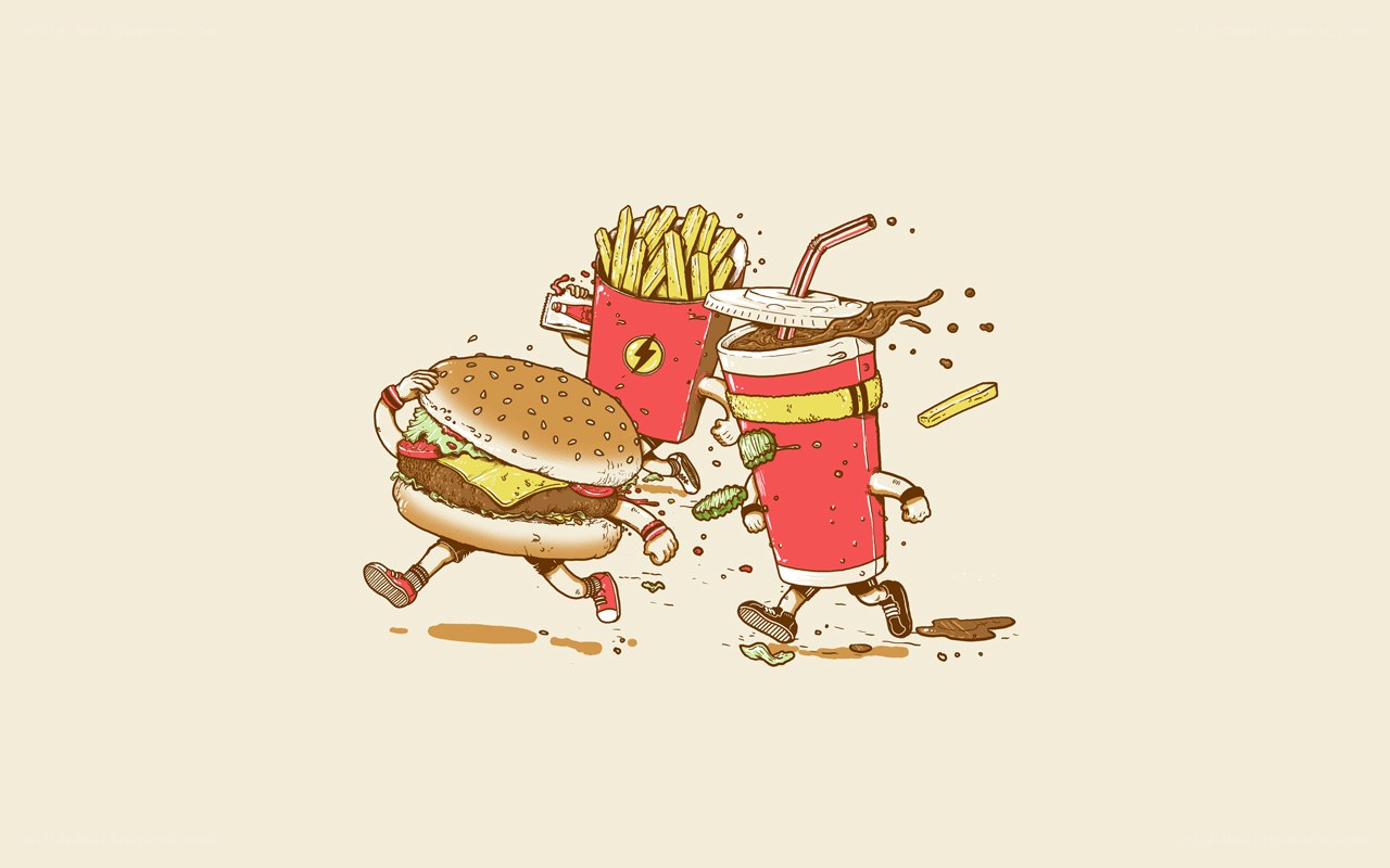 fast food characters running