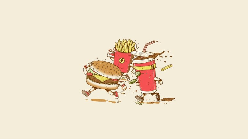 fast food characters running