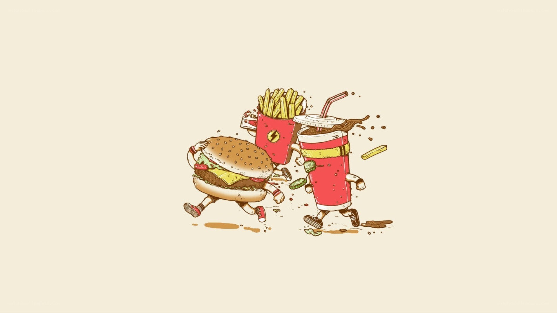 fast food characters running