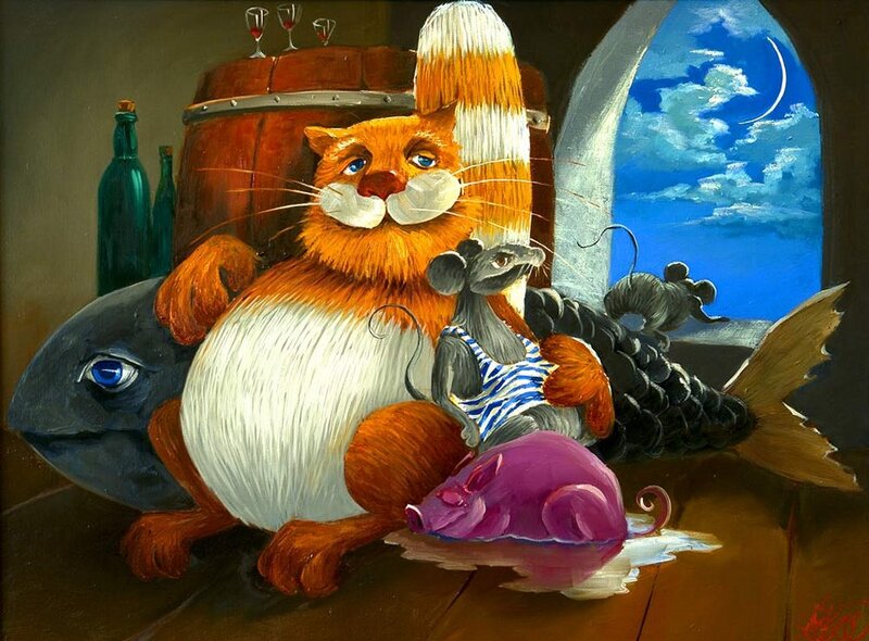 Fat Cat with Animals