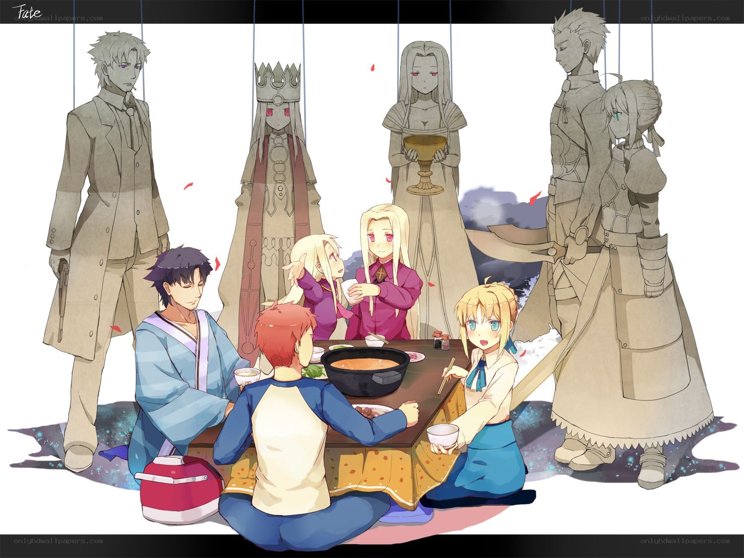 Fate characters dining together