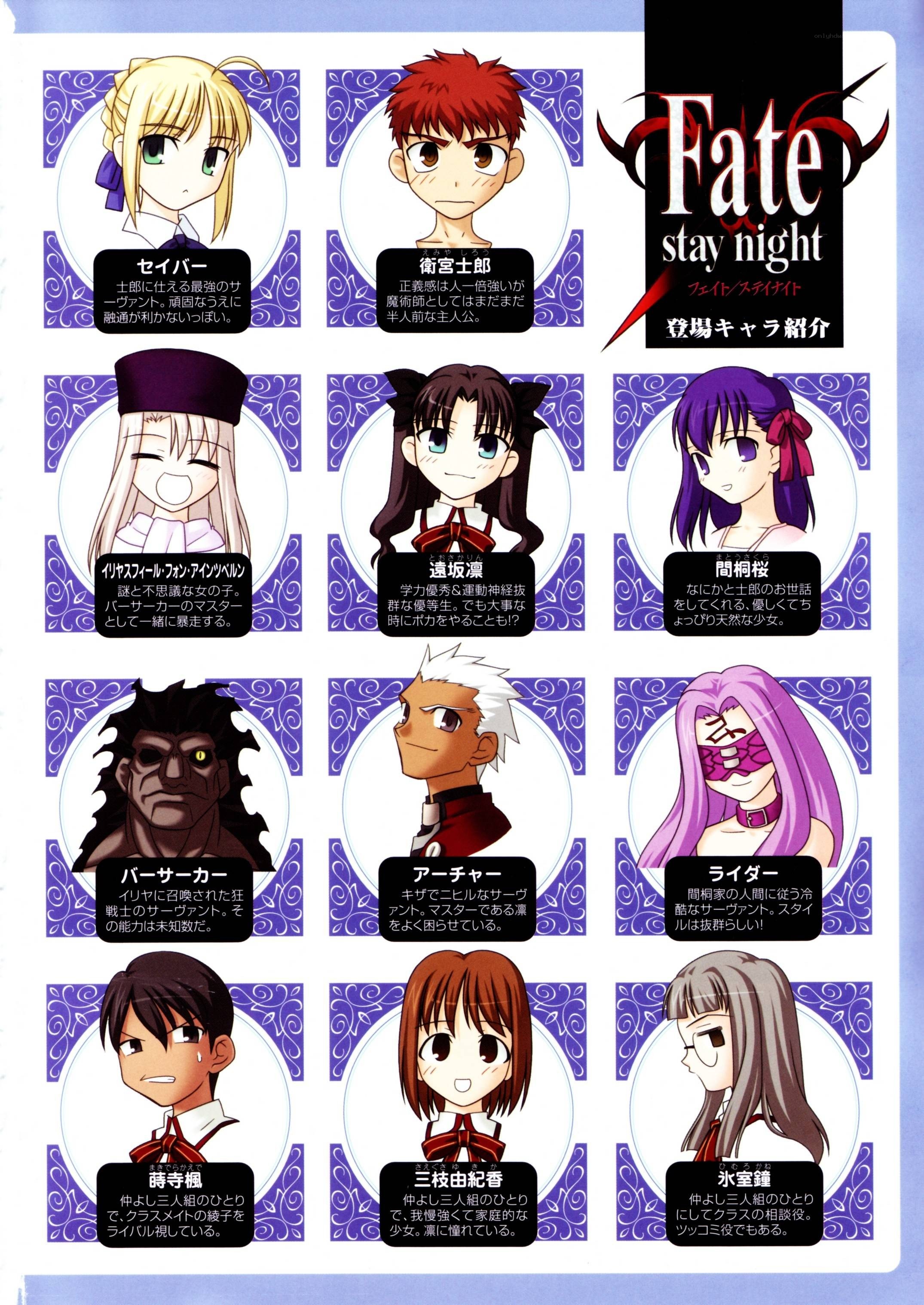 Fate/stay night character guide