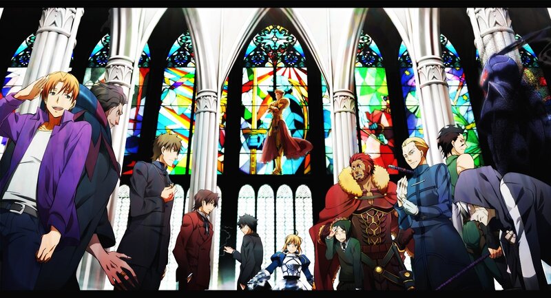 Fate/stay night characters in a cathedral