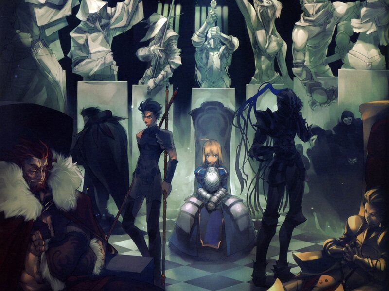 Fate/stay night characters in a hall